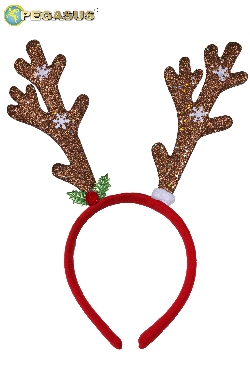 CERCHIETTO FRONTINO RENNA DI BABBO NATALE MARRONE